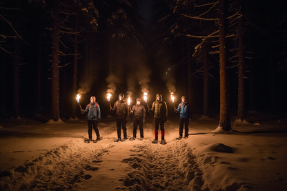 die personen sind mit schneeschuhe unterwegs